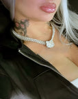 toxicfairy toxiicfaiiry hello kitty cuban links chain diamond necklace choker charm 