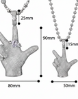 Playboi Carti YVL chain, Kai Cenat YVL pendant, Young Vamp Life jewelry, iced out hand sign necklace, hip hop diamond pendant, 90mm hip hop chain, street wear mens jewelry, VVS replica rap chains.