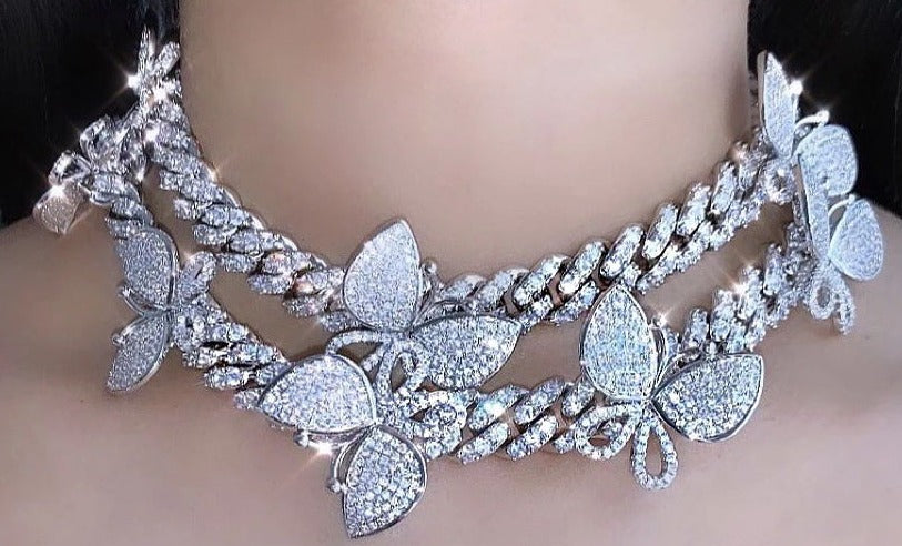 12mm miami cuban link butterfly choker diamond kylie jenner stormi playboi carti