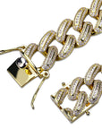 Hip Hop Jewelry 14K Gold 925 Silver Plated Iced out VVSMiami Baguette Cuban Chain Necklace for Men affordable shopgld 
