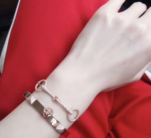 fully iced filet d'Or necklace horse saddle bracelet not hermes buy now Filet de selle bracelet