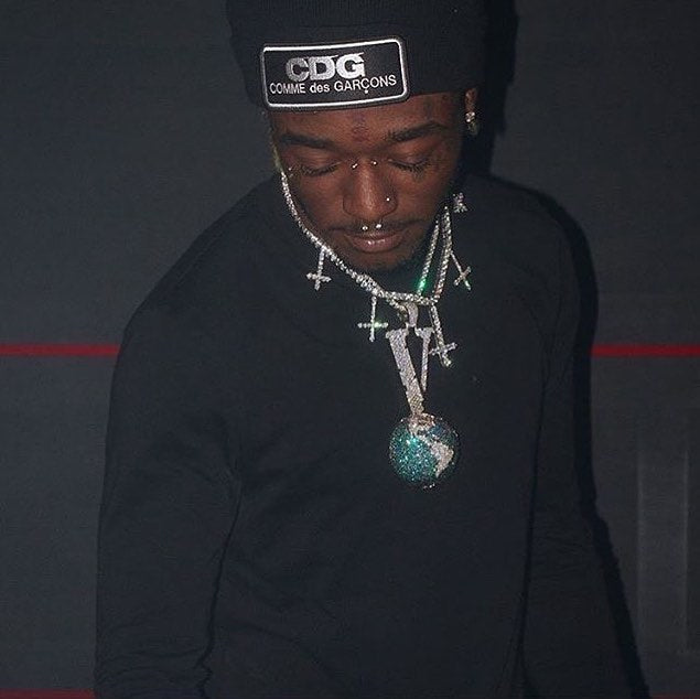 lil uzi vert upside down cross choker pendant necklace tennis link chain vvs diamond 