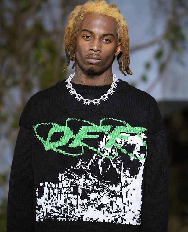 Playboi Carti spiked links necklace cuban link fully iced diamond vvs vlone asap rocky