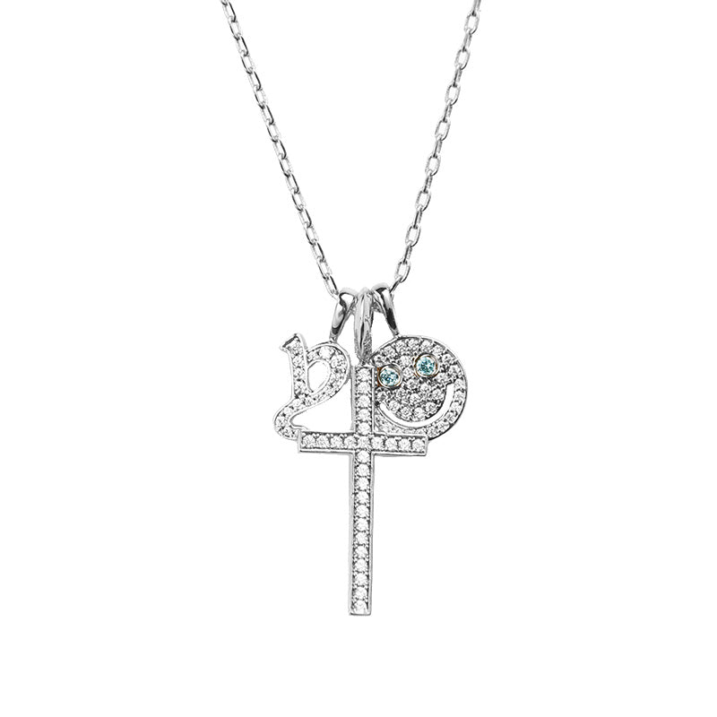 EYEFUNNY smiling face pendant necklace chain diamond vvs アイファニー POGGY KIM JONES VIRGIL JBALVIN