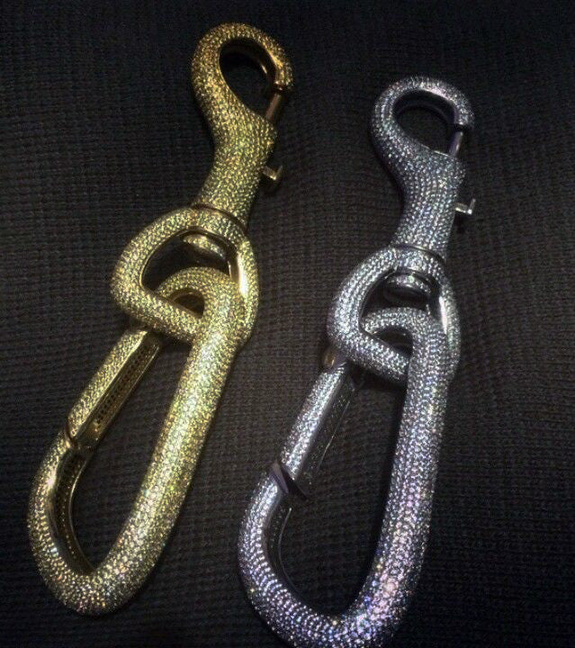 Iced out carabiner diamond keychain in Silver