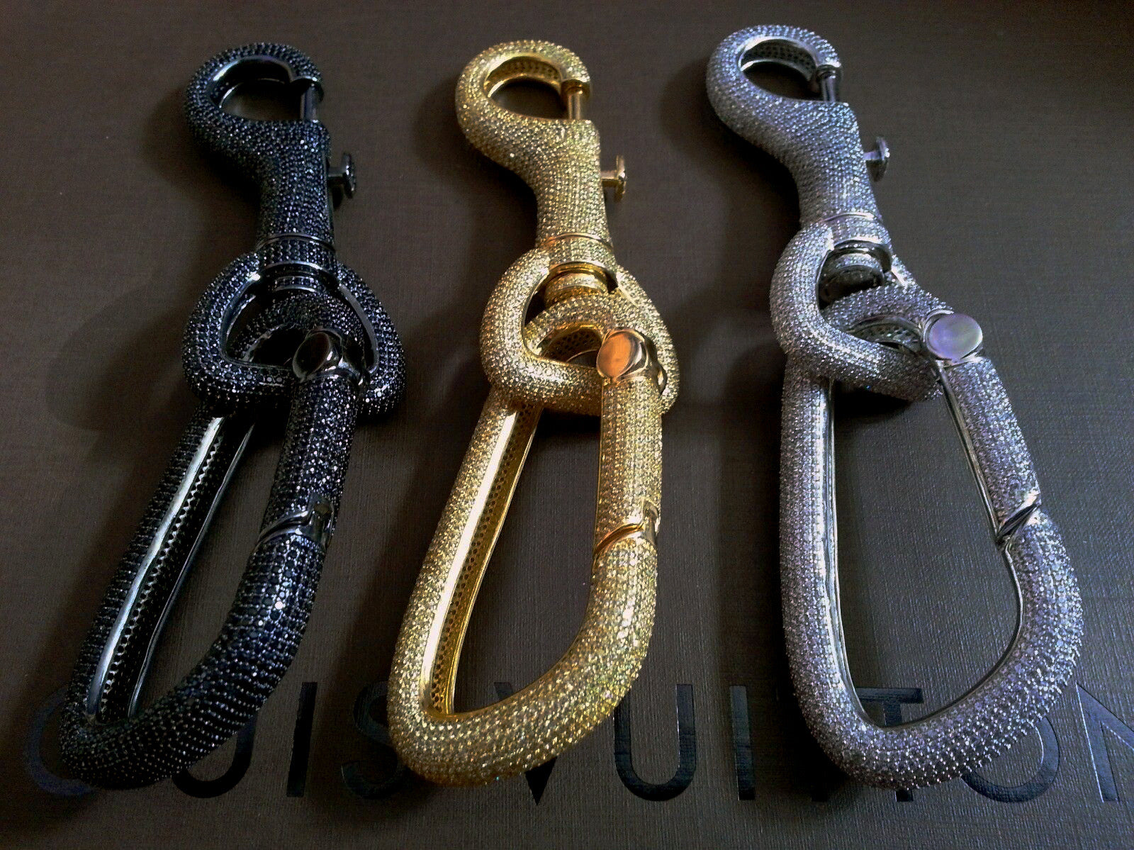 Iced out carabiner pharrell keychain black