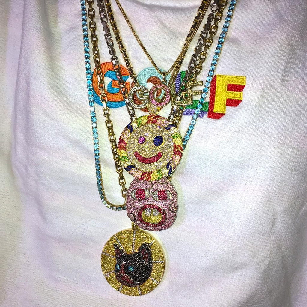 Tyler the creator cherry bomb pendant necklace chain iced out shopgld ifandco
