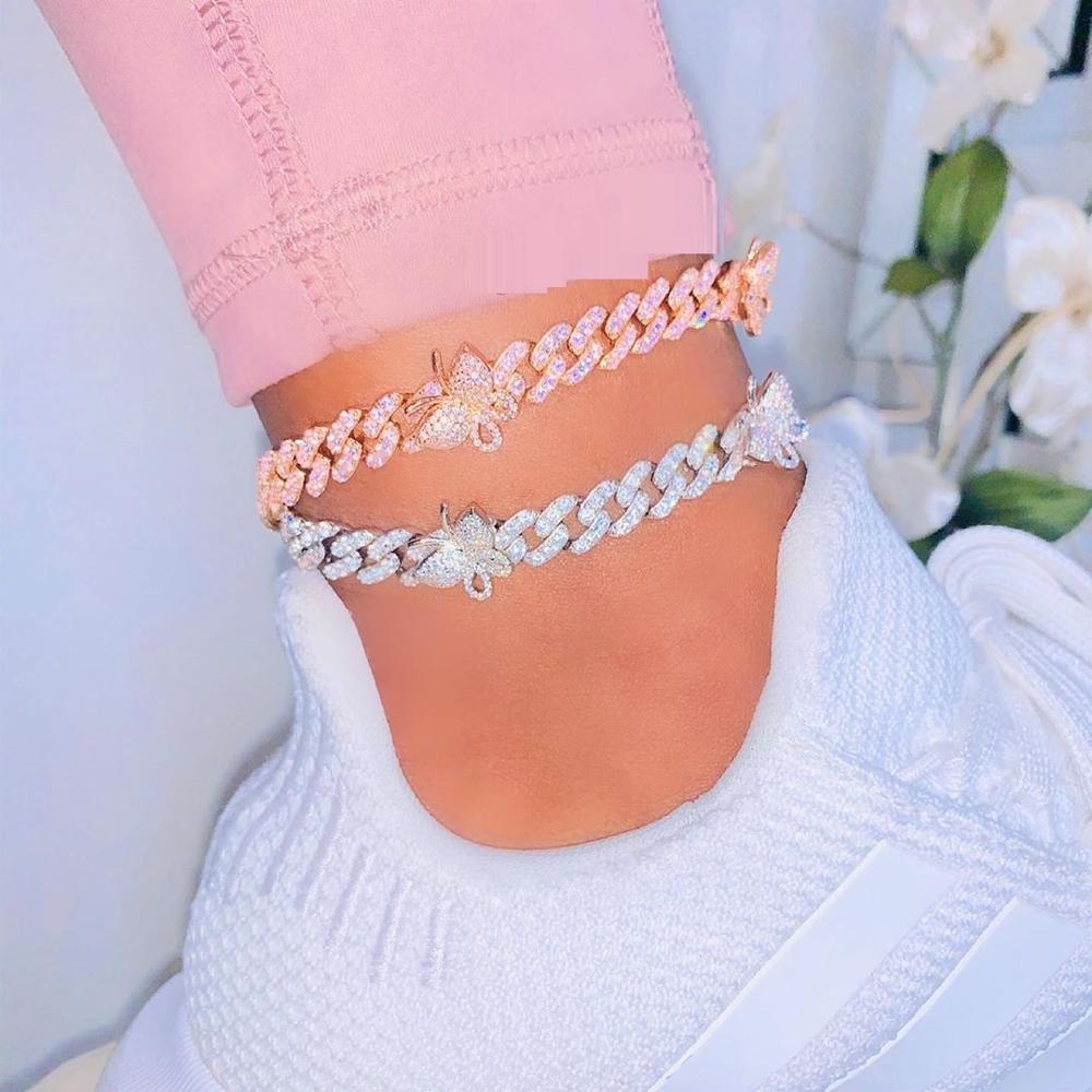 kylie jenner butterfly travis scott cuban links chain anklet bracelet diamond rich girls shopgld