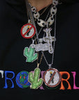 travis scott laflame no bystanders chain necklace pendant astroworld