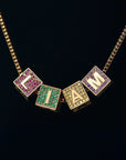 18k gold Solid Baby blocks letter pendant necklace chain ifandco diamond