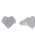 Fully iced 3D heart ring White Gold fashion nova shein coachella diamond ring hip hop jewelry rapper