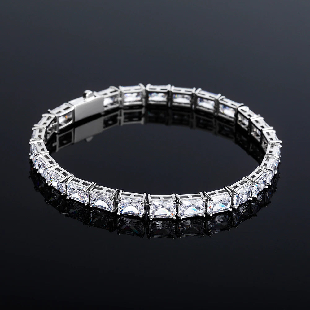 rectangle radiant cut diamond tennis link necklace chain diamond white gold travis rapper hip hop jewelery jewelers celebrity