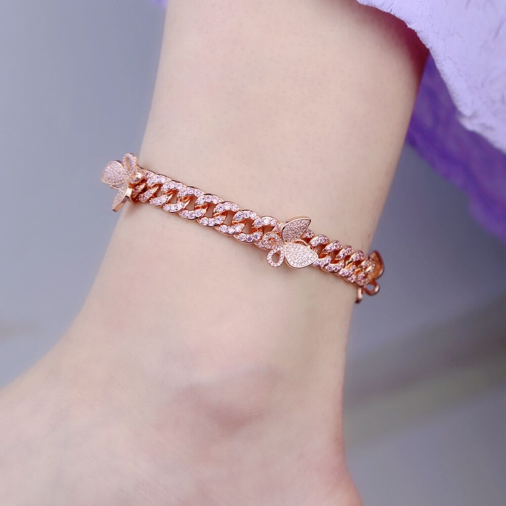 kylie jenner butterfly travis scott cuban links chain anklet bracelet diamond rich girls shopgld