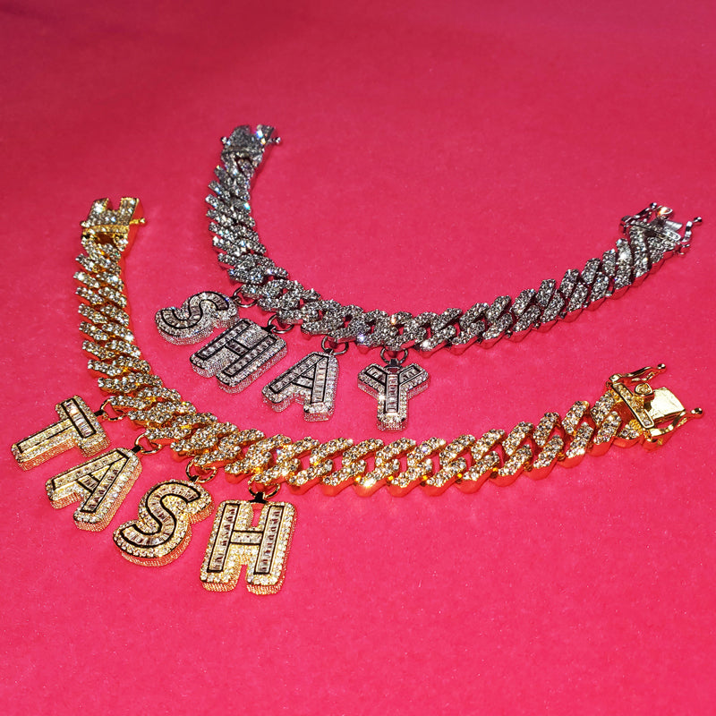 miami cuban links baguette custom a-z letter shopgld ifandco hip hop jewelery