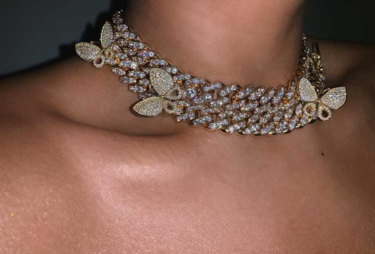12mm miami cuban link butterfly choker diamond kylie jenner stormi playboi carti