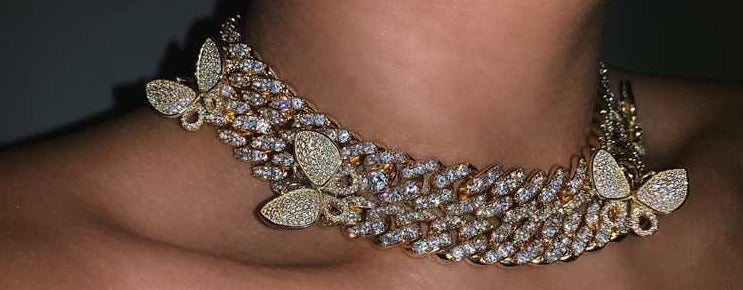 12mm miami cuban link butterfly choker diamond kylie jenner stormi playboi carti