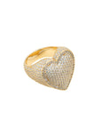 Fully iced 3D heart ring White Gold fashion nova shein coachella diamond ring hip hop jewelry rapper