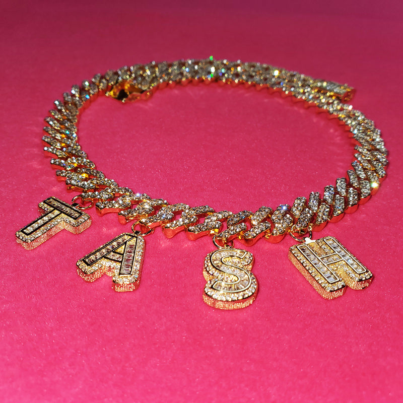 miami cuban links baguette custom a-z letter shopgld ifandco hip hop jewelery bracelet