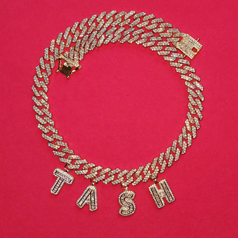 miami cuban links baguette custom a-z letter shopgld ifandco hip hop jewelery bracelet