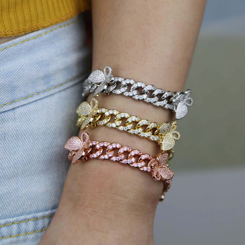 kylie jenner butterfly travis scott cuban links chain anklet bracelet diamond rich girls shopgld