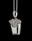 Emoji french fries pendant & necklace with free matching chain free shipping white gold diamond emoji necklace chain