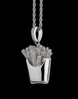 Emoji french fries pendant & necklace with free matching chain free shipping white gold diamond emoji necklace chain