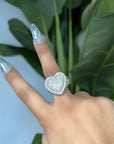 Fully iced 3D heart ring White Gold fashion nova shein coachella diamond ring hip hop jewelry rapper