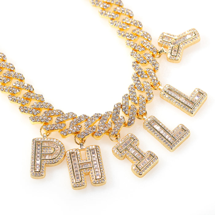 miami cuban links baguette custom a-z letter shopgld ifandco hip hop jewelery