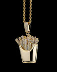Emoji french fries pendant & necklace with free matching chain free shipping white gold diamond emoji necklace chain