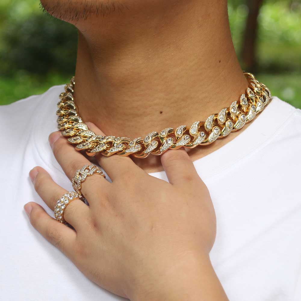 fully iced bandana cuban links diamond necklace chain blueface rapper custom jewelers Avianne