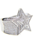 Migos star ring fully iced out 3D White gold SILVER men ring affordable jewelry