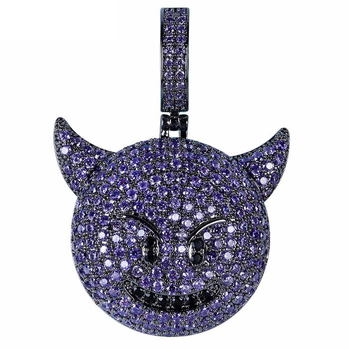 Iphone purple devil Emoji pendant & necklace with free matching chain ifandco shopgld vvs diamond