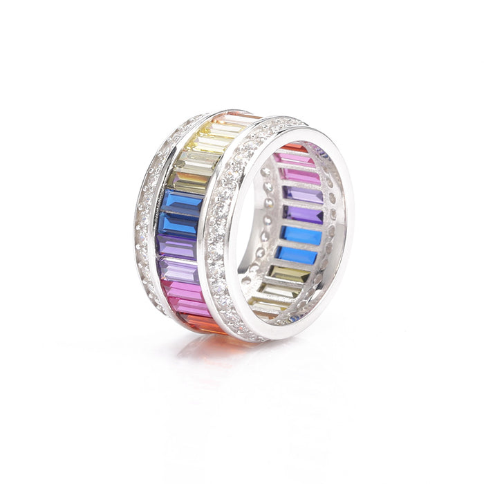 multicolored baguette diamond gemstone ring ifandco affordable hip hop jewelry