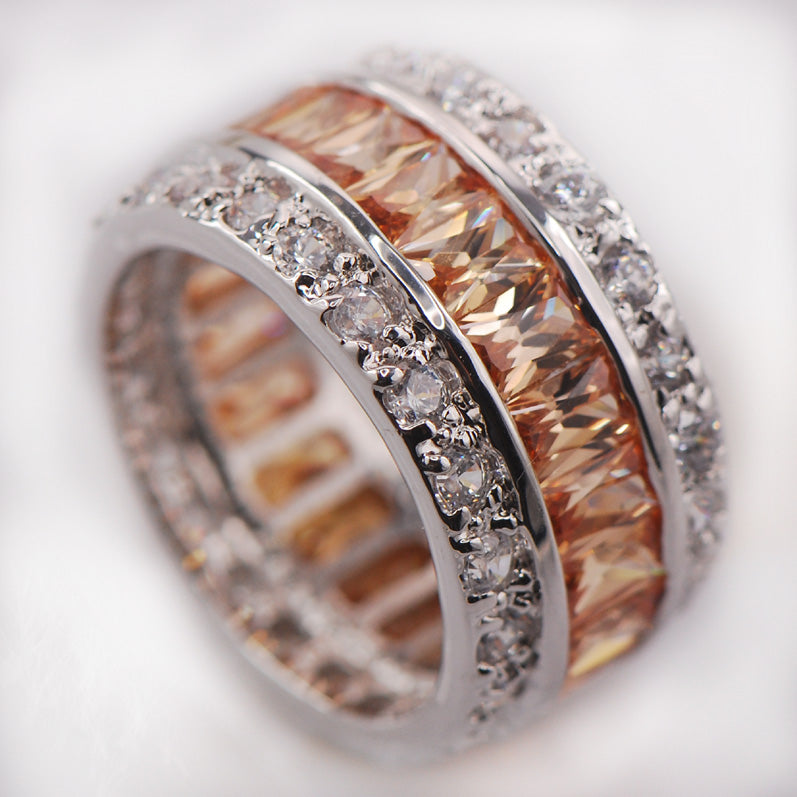 multicolored gemstone ring princess cut vvs affordable hip hop jewelry