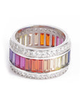 multicolored baguette diamond gemstone ring ifandco affordable hip hop jewelry