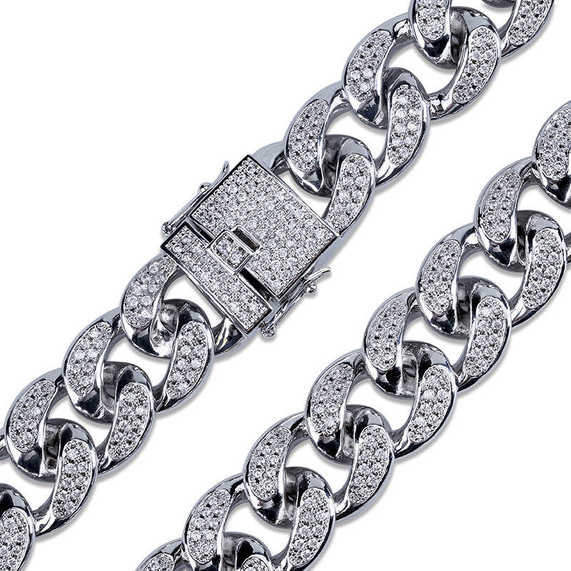 Miami Cuban Chain 14mm 18mm tri-colored Necklace Chain For Men Gold Silver Color Iced Out Micro Pave Cubic Zircon Hip Hop Jewelry shopgld