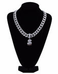 Custom Bubble Letters Initial A-Z Alphabet RED fire flame dripping cardi b drip drip diamond necklace 14K GOLD silver