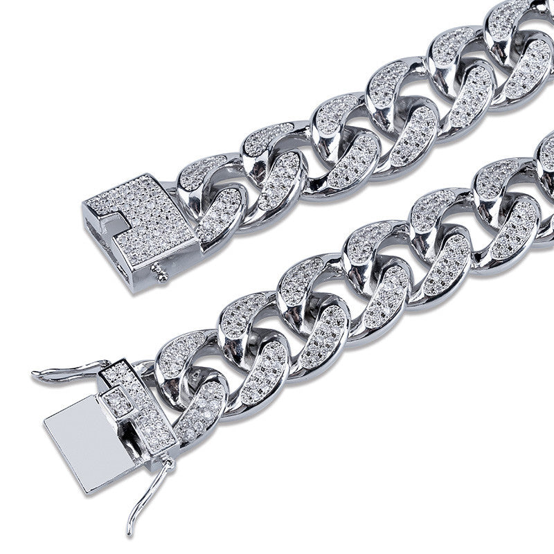 Miami Cuban Chain 14mm 18mm tri-colored Necklace Chain For Men Gold Silver Color Iced Out Micro Pave Cubic Zircon Hip Hop Jewelry shopgld