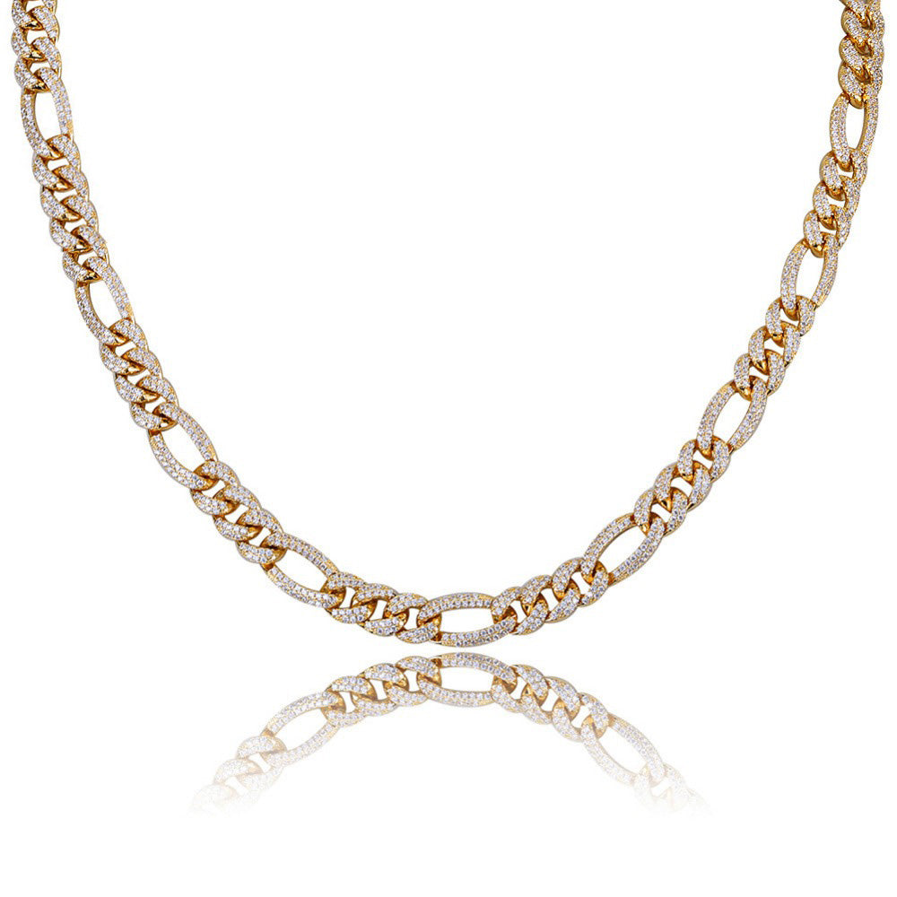 10mm Iced out Figaro chain Yellow gold cuban link chain ifandco shopgld