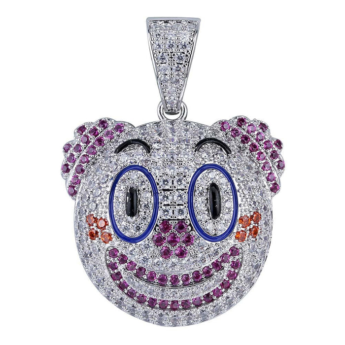 iphone apple the clown emoji pendant necklace chain in vvs simulated diamond ifandco shopgld