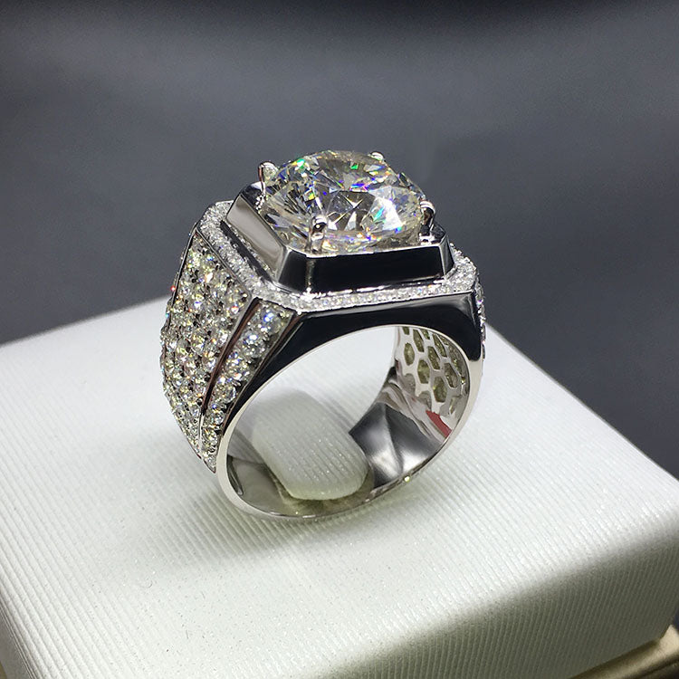 fully iced out single stone micro pave set vvs diamond ring affordable hip hop jewelry