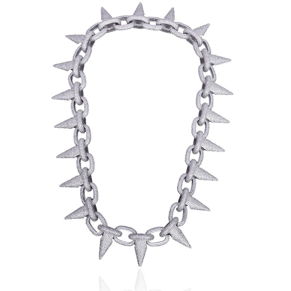 14k Spiked Choker Bike Chain LIL UZI VERT BENBALLER ifandco Fully Iced in White Diamonds