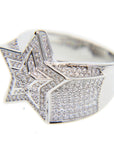 Migos star ring fully iced out 3D White gold SILVER men ring affordable jewelry