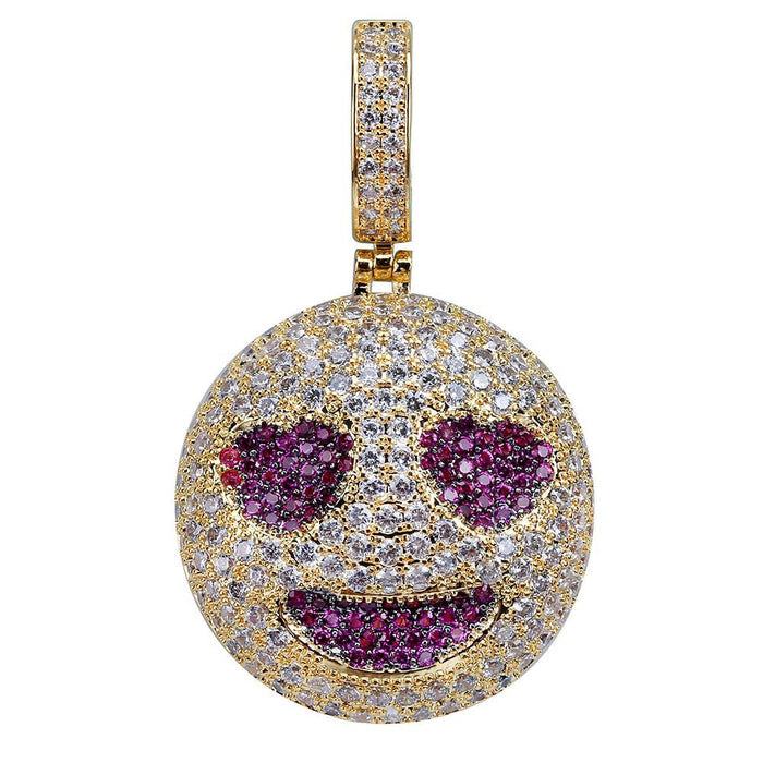 14K Gold Iced Grinning Face with Heart Eyes Emoji