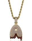 Custom Bubble Letters Initial A-Z Alphabet RED fire flame dripping cardi b drip drip diamond necklace 14K GOLD silver