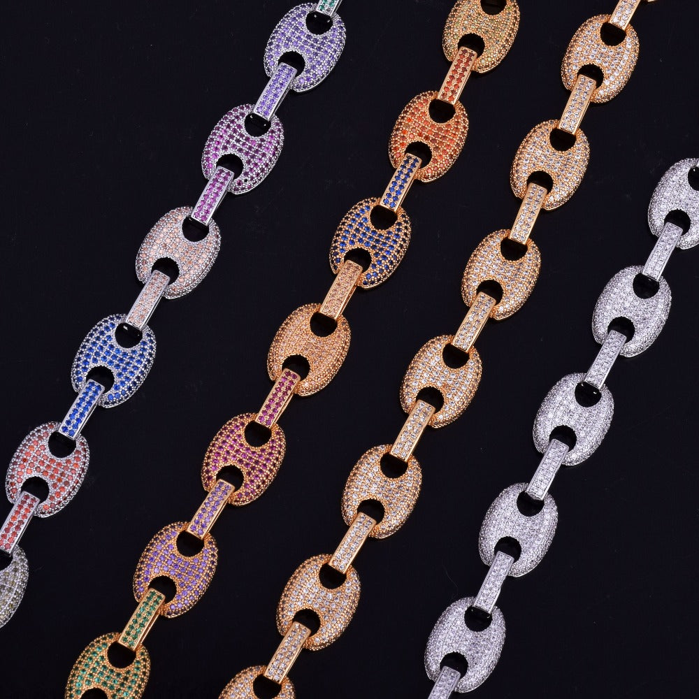 Silver Iced out gucci link 12mm necklace/bracelet chain