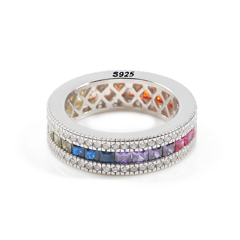 multicolored baguette diamond gemstone ring ifandco affordable hip hop jewelry
