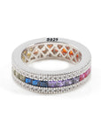 multicolored baguette diamond gemstone ring ifandco affordable hip hop jewelry