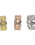 Baguette Miami Cuban link ring yellow gold silver ifandco vvs diamond affordable hip hop jewelry