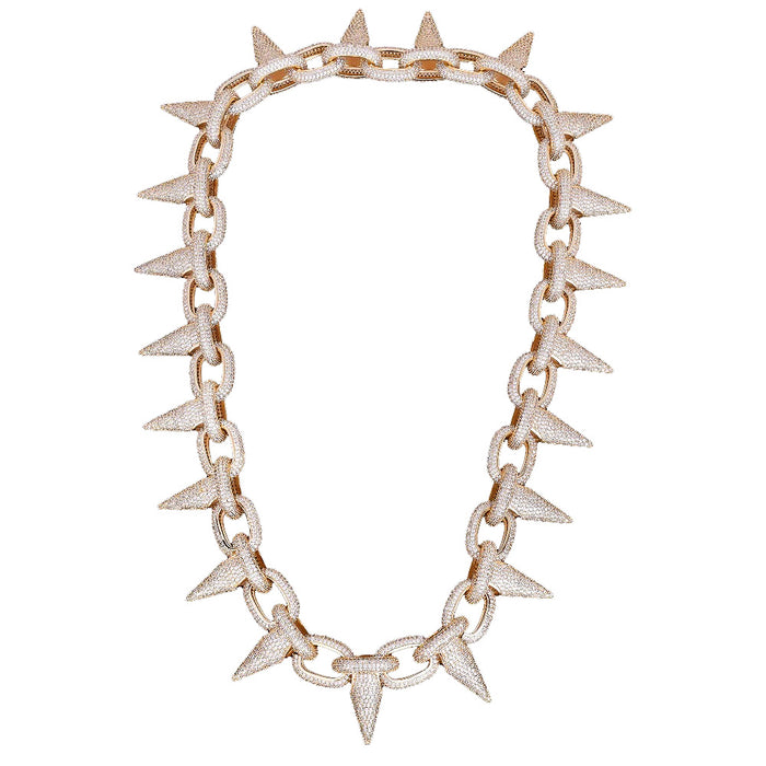 14k Spiked Choker Bike Chain LIL UZI VERT BENBALLER ifandco Fully Iced in White Diamonds